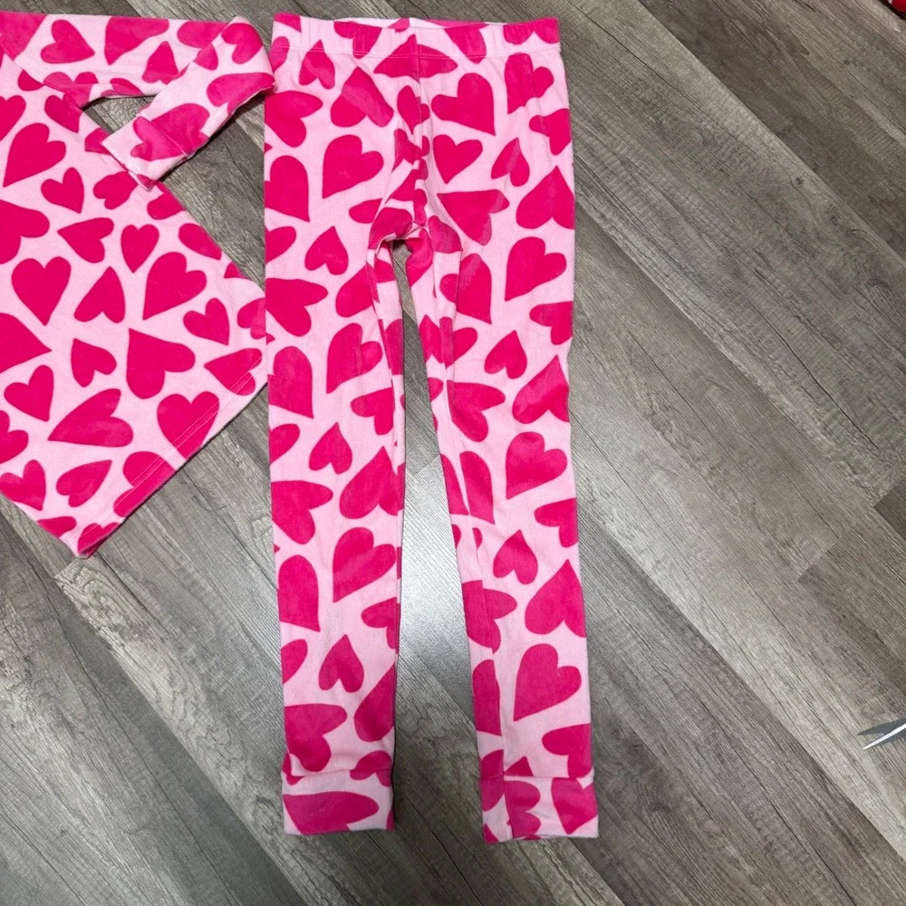 Cat & Jack Girls Pink Heart Fleece Pajama Set 2pc Size 10 Cozy Snug Fit PJ